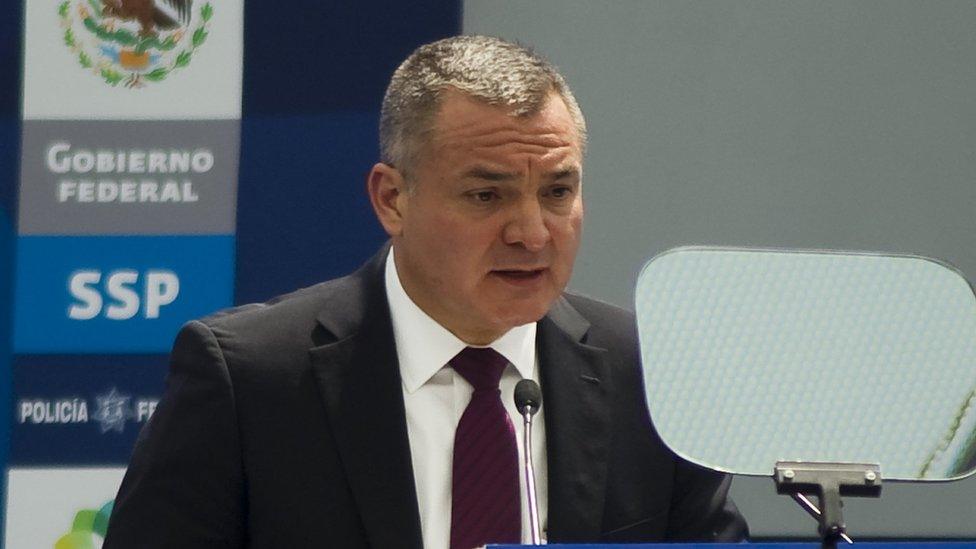 Mexican Secretary of Public Safety Genaro Garcia Luna speaks during the inauguration of the Federal Police's scientific division on March 9, 2012 in Mexico City.