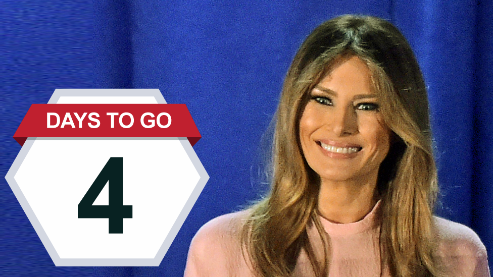 Melania Trump speaks at a rally for her husband in Berwyn, Pennsylvania - 3 November 2016 (AFP/Getty)