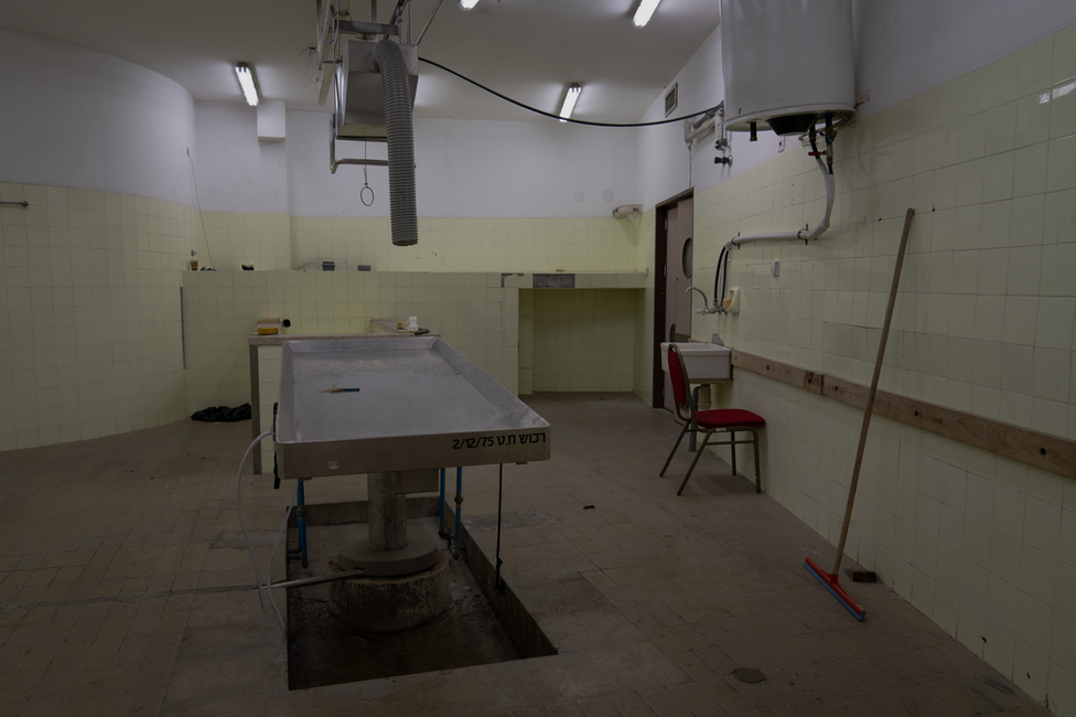 A room at a Zaka centre in Tel Aviv where the bodies are brought to be purified, according to Jewish custom