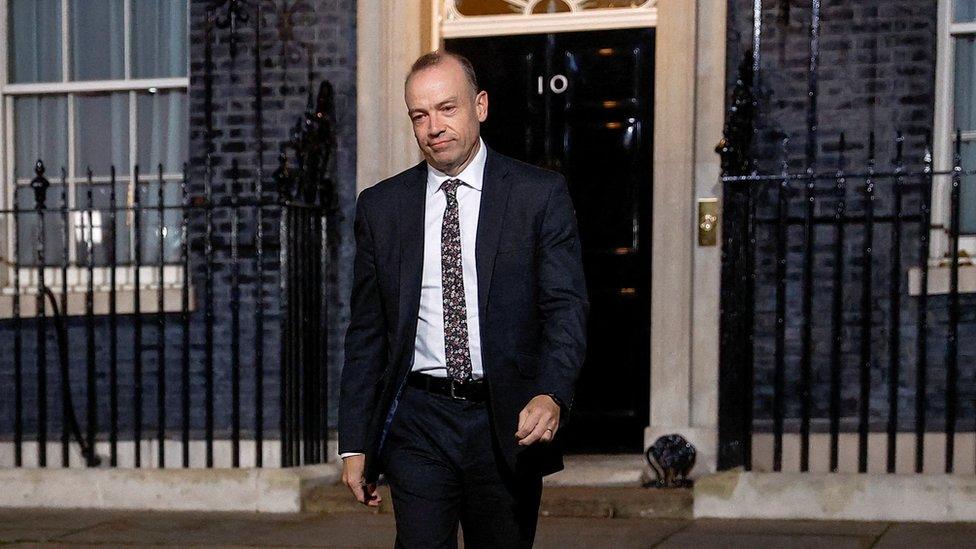 Chris Heaton-Harris leaving 10 Downing Street