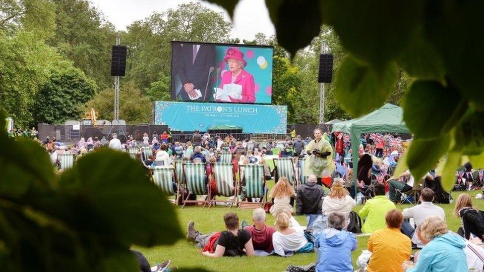 The Queen's speech was shown on a big screen in nearby St James' Park