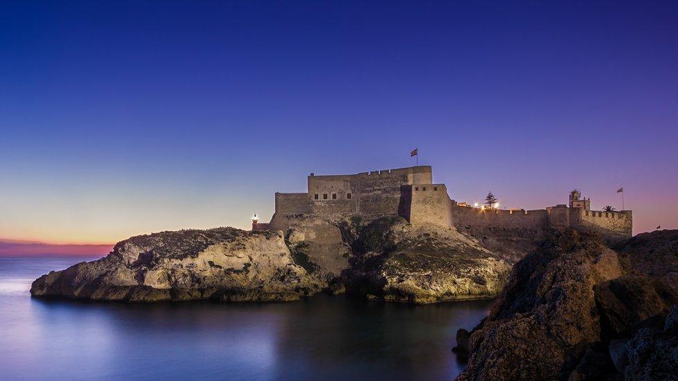 Dawn over the old quarter of the city of Melilla