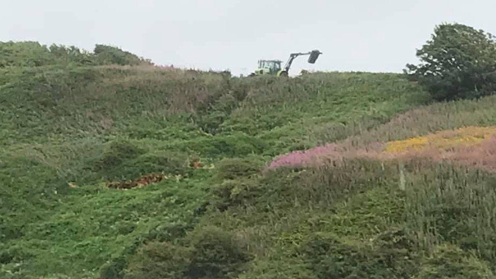 Machinery at site of landslip