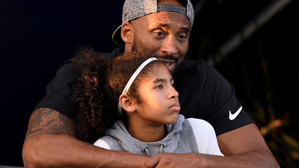 Kobe Bryant and daughter Gianna Bryant at the Woollett Aquatics Center in Irvine, California