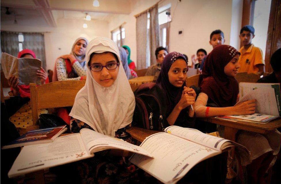 Kashmiris attending alternate classes in Srinagar.