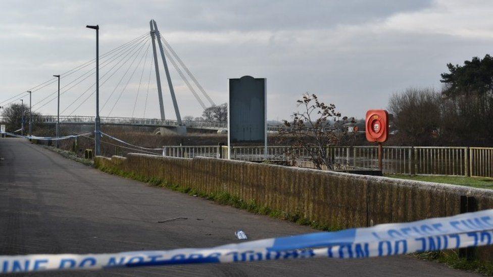 Police tape at Diglis footbridge