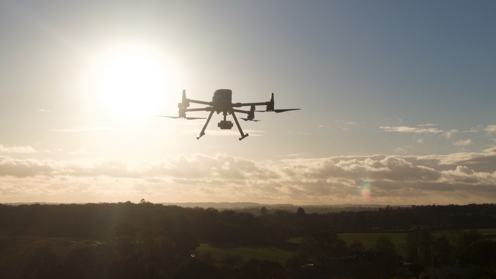 A drone flying