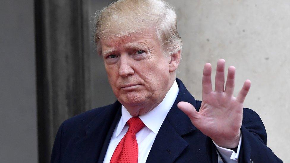 Donald Trump waves outside the White House.