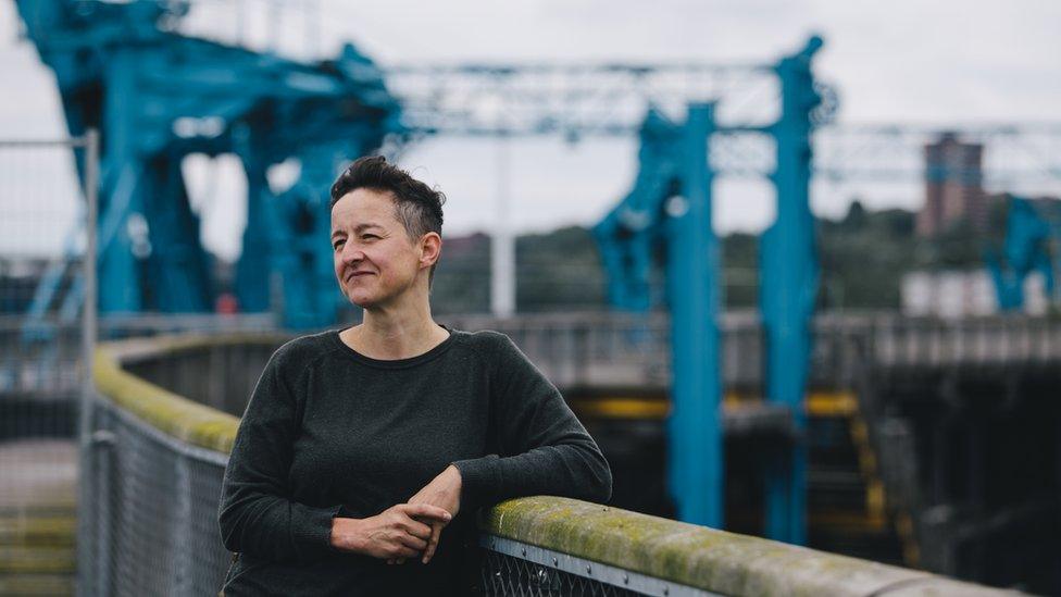 Kari Vickers look out to the river from the top deck of Dunston Staiths