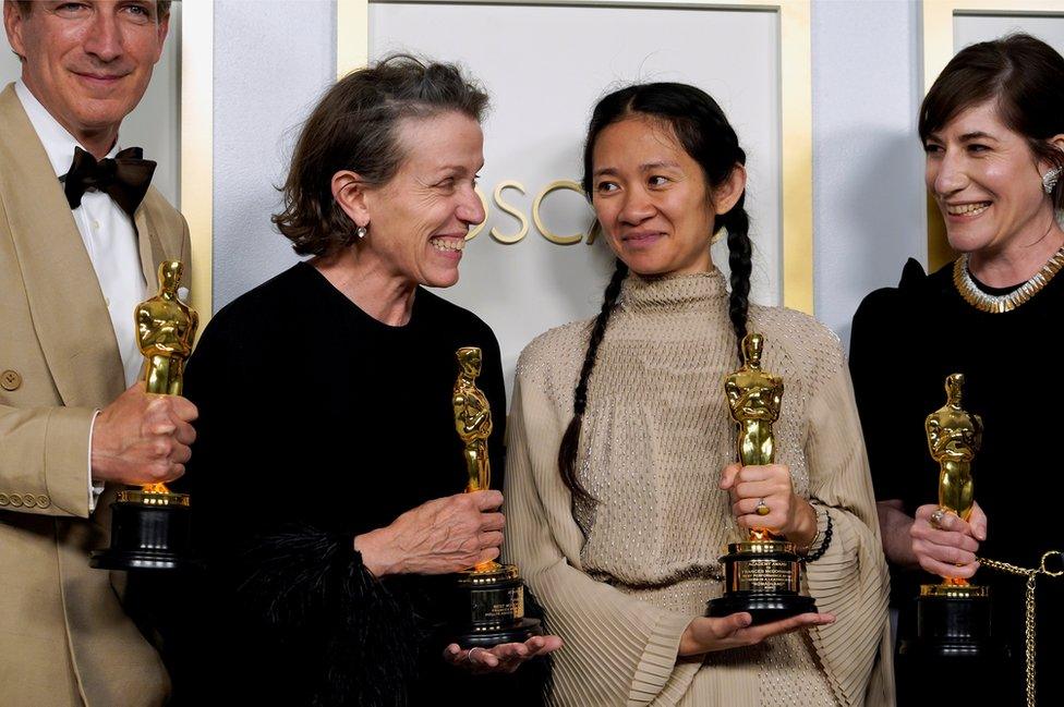 Nomadland winners Frances McDormand and Chloé Zhao