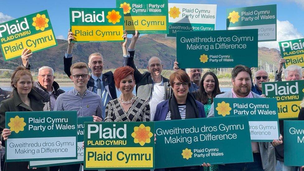 Adam Price and Plaid Cymru activists