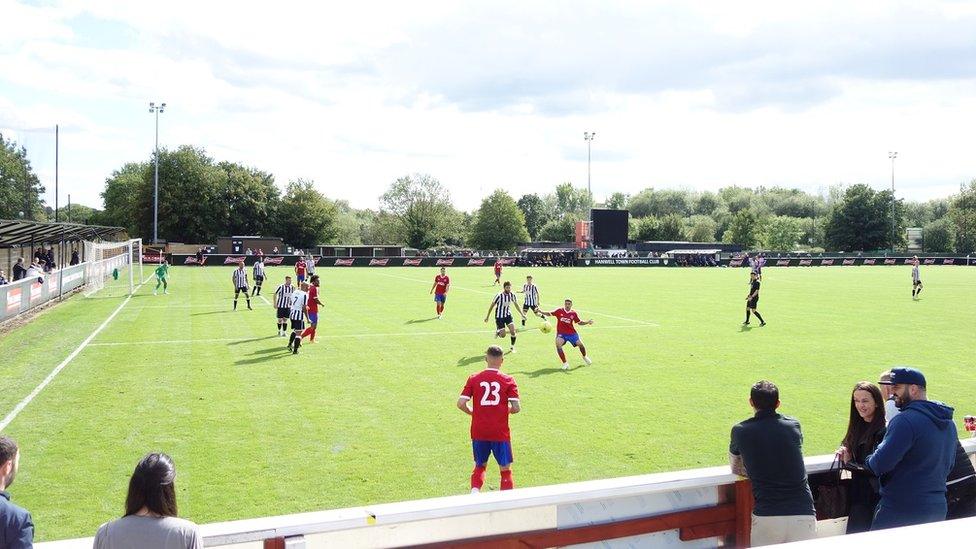 Hanwell Town of the Isthmian League in action v Aldershot