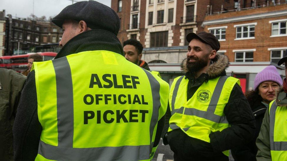 Aslef workers on strike on 5 January