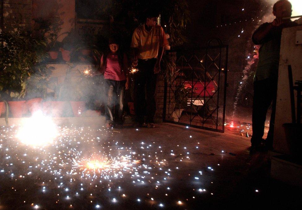 Indians set off firecrackers