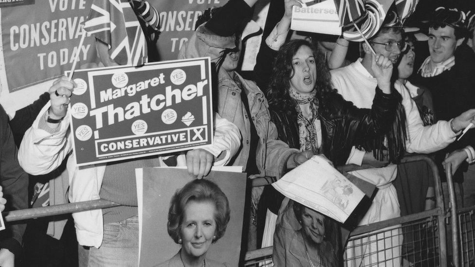 Margaret Thatcher supporters at the 1987 general election