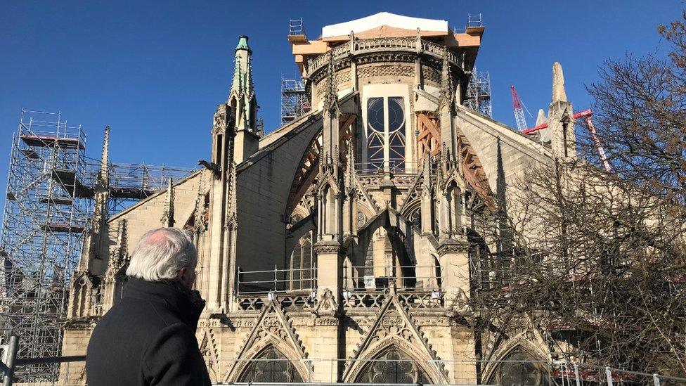 Philippe Villeneuve, the chief architect of the restoration project, surveys the work done so far