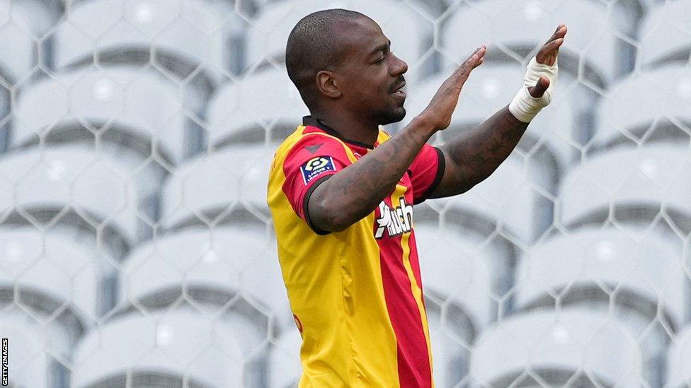 Lens and DR Congo's Gael Kakuta celebrating a goal