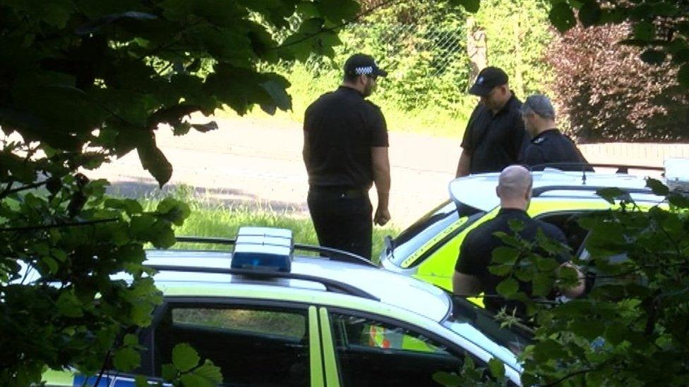 Police on Caerphilly Mountain Road