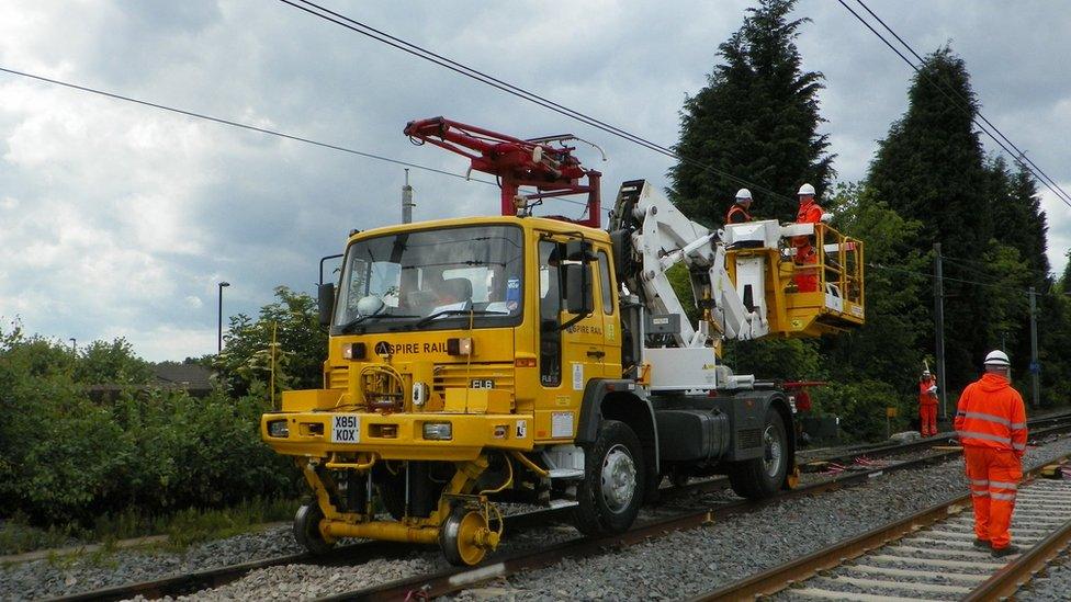 Overhead metro line work