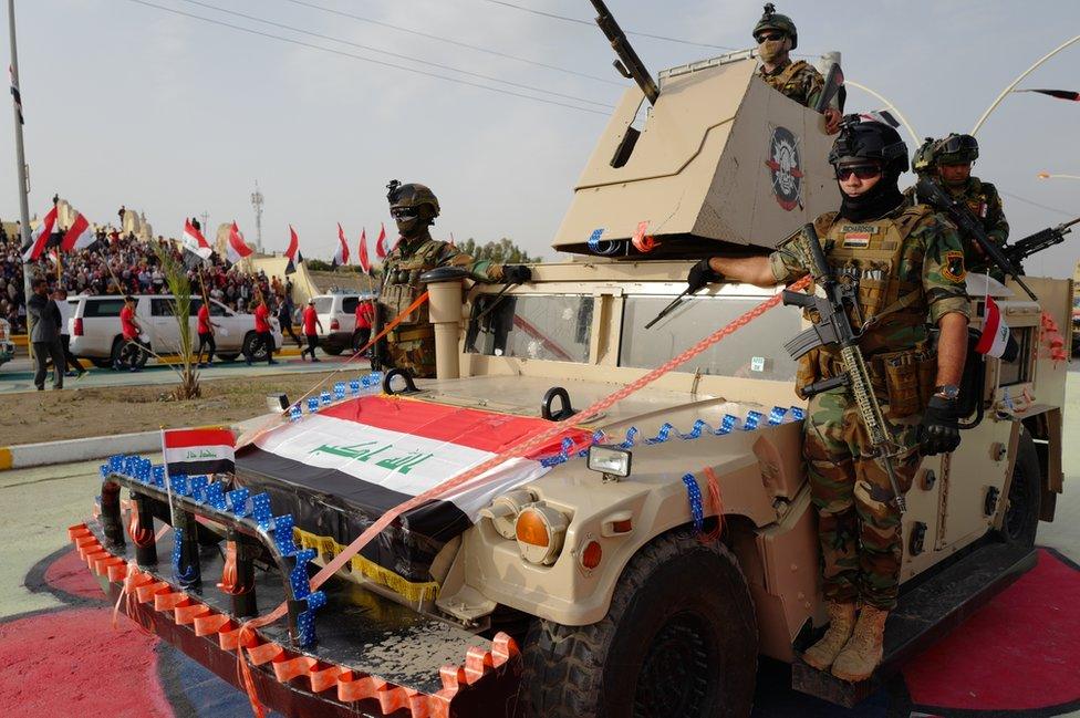 Ribboned military humvee