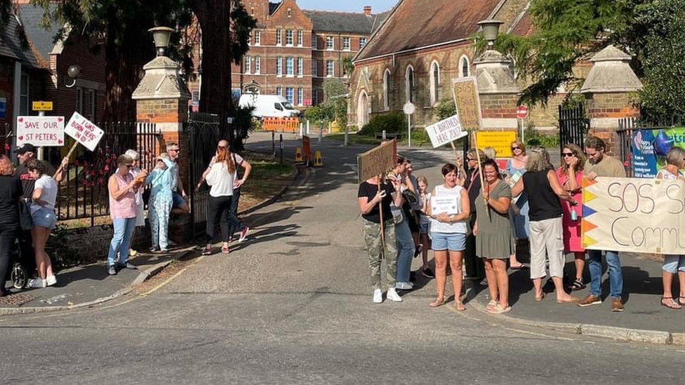 A protest at St Peter's Hospital