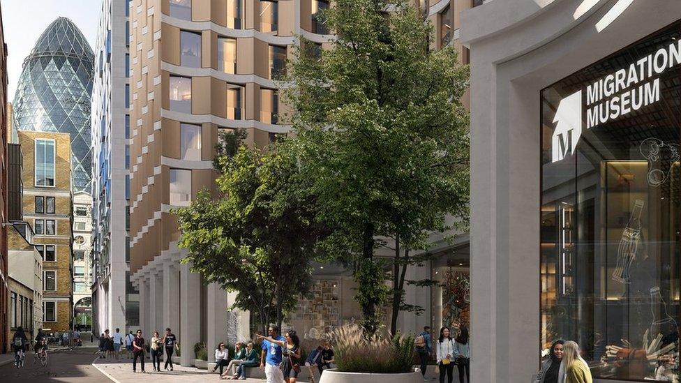 A CGI of the new museum and tower block