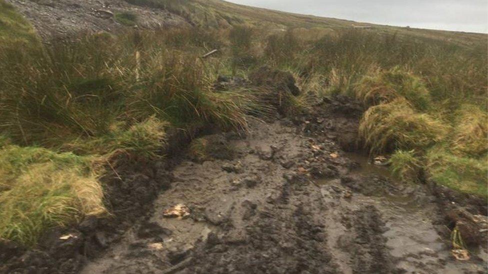 Land slide on Isle of Man Mountain Road