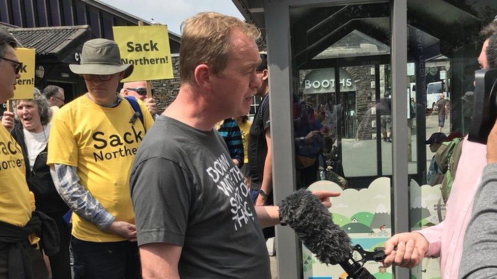 Tim Farron at protest