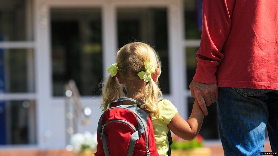 Girl walking to school