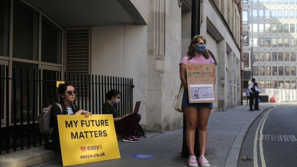 Protests outside education department