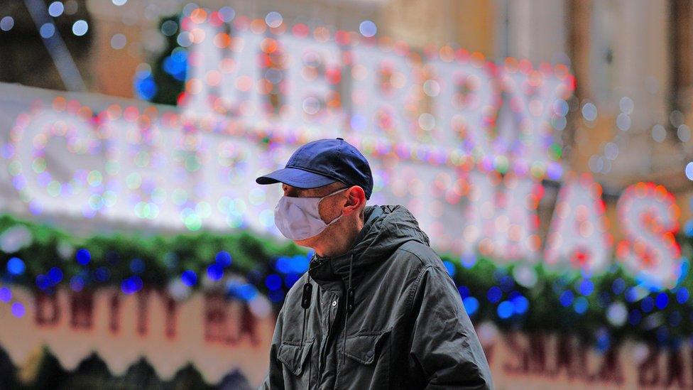 Christmas shopper in Cardiff