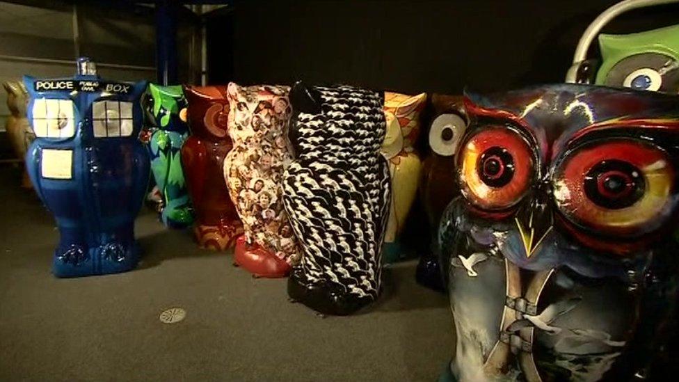 Giant owls at auction