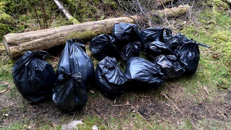 Several rubbish bags