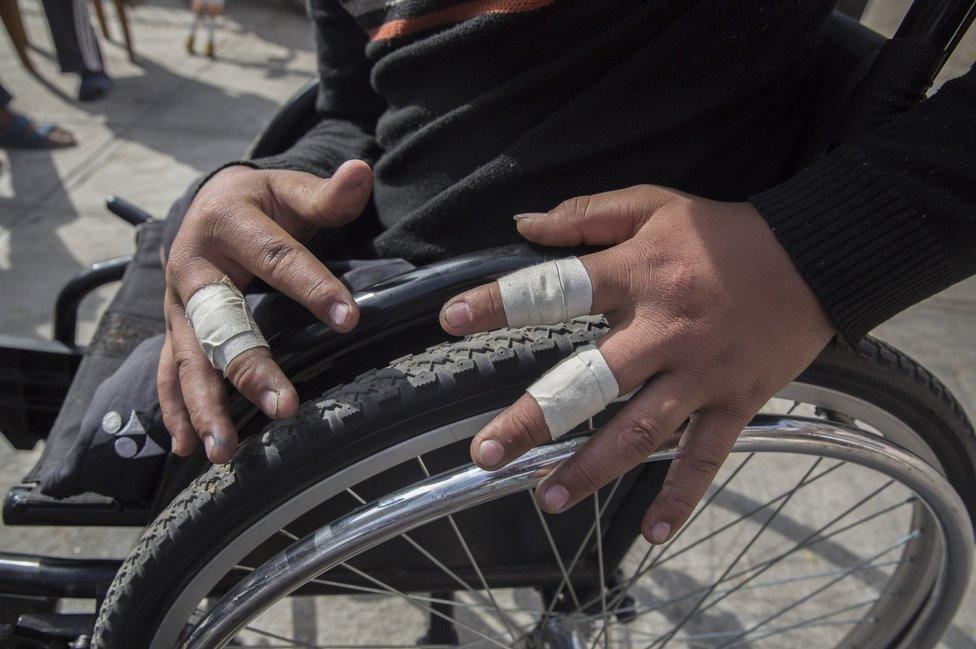 Ramesh in a wheelchair race