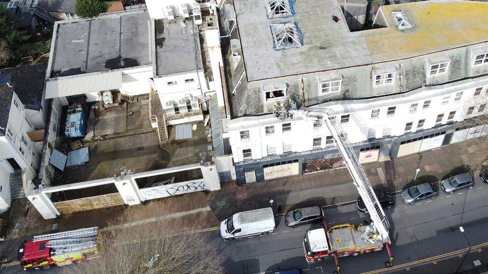 Firefighters at work on Bolton Road