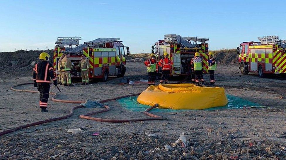 Smoke rising over Milton recycling centre