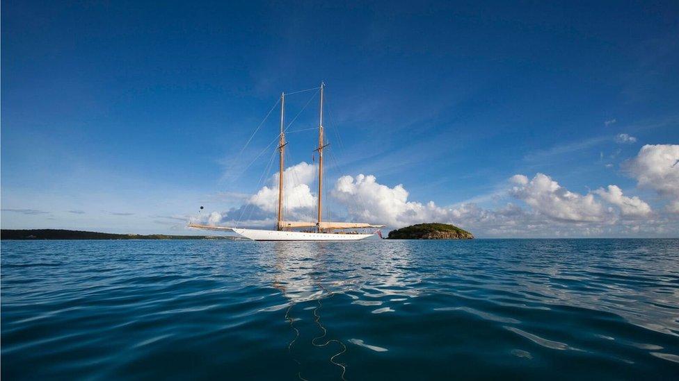 View of the Elena at sea