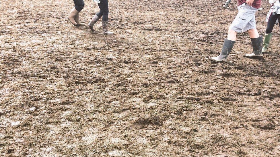 Wellies in the mud