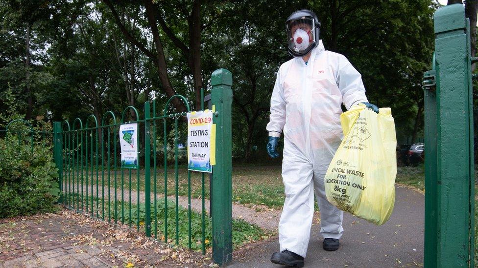 Testing waste being disposed of