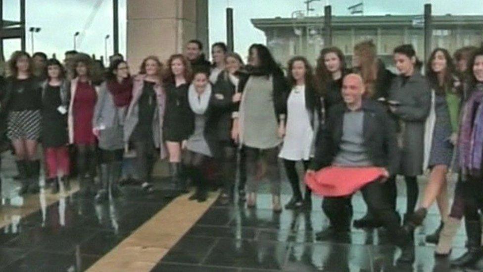 Protest by Knesset staffers over ban on short skirts