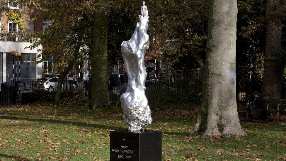 Maggi Hambling's 'A Sculpture for Mary Wollstonecraft' unveiled on Newington Green, London,