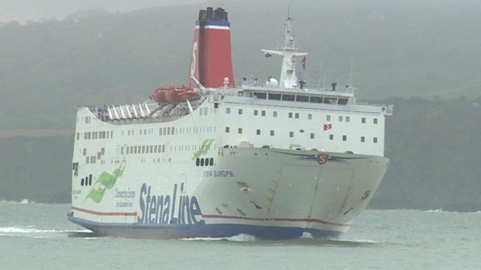 The Stena Line ferry sailing into Fishguard