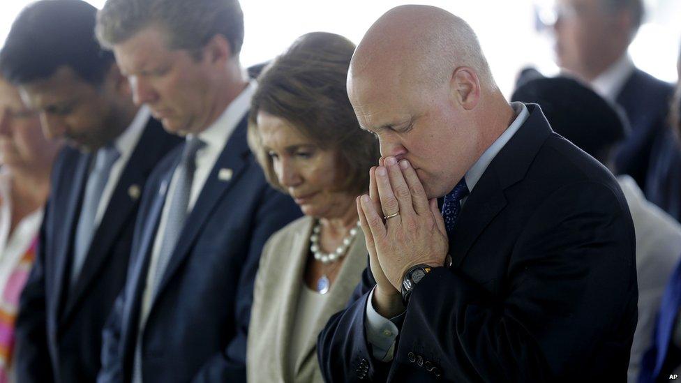 Prayers at New Orleans Katrina Memorial. 29 Aug 2015