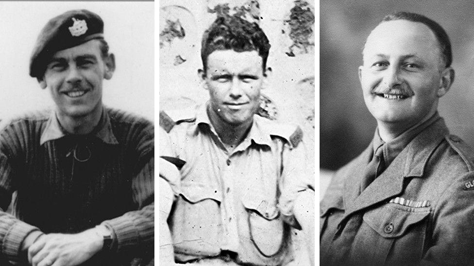 (l-r) Black-and-white images of Sergeant D. Northey, Corporal William Adair, and Major Patrick Angier 