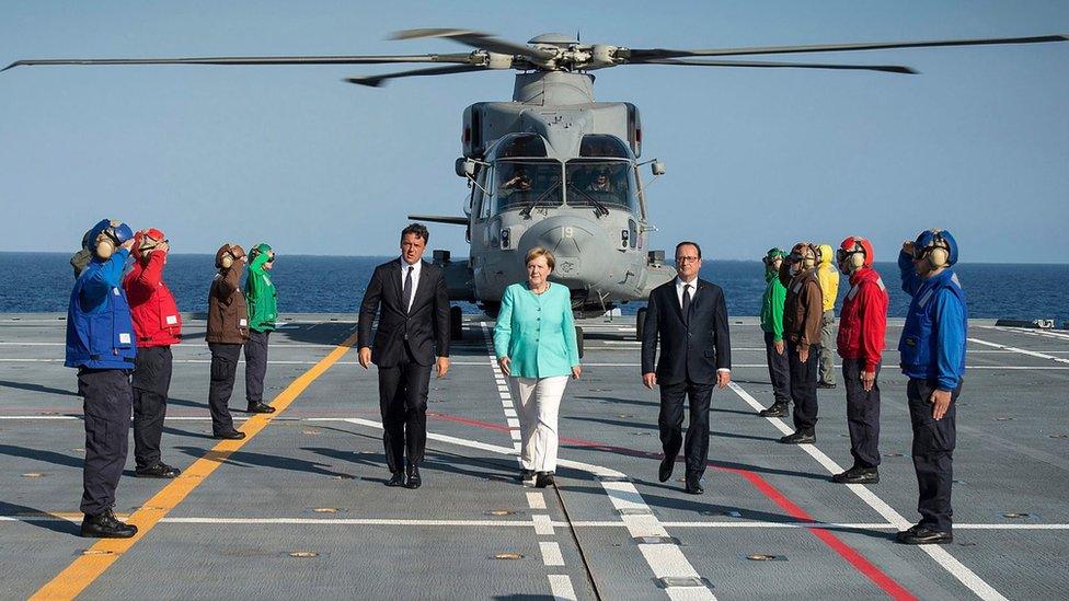 Matteo Renzi, Angela Merkel and Francois Hollande