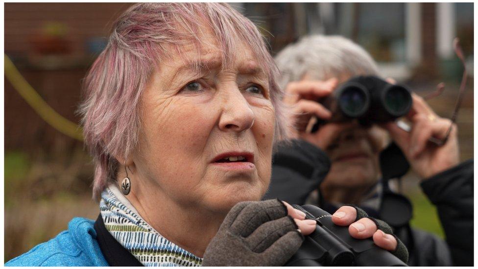 Keen birdwatcher Anne Brenchley is pictured with her binoculars