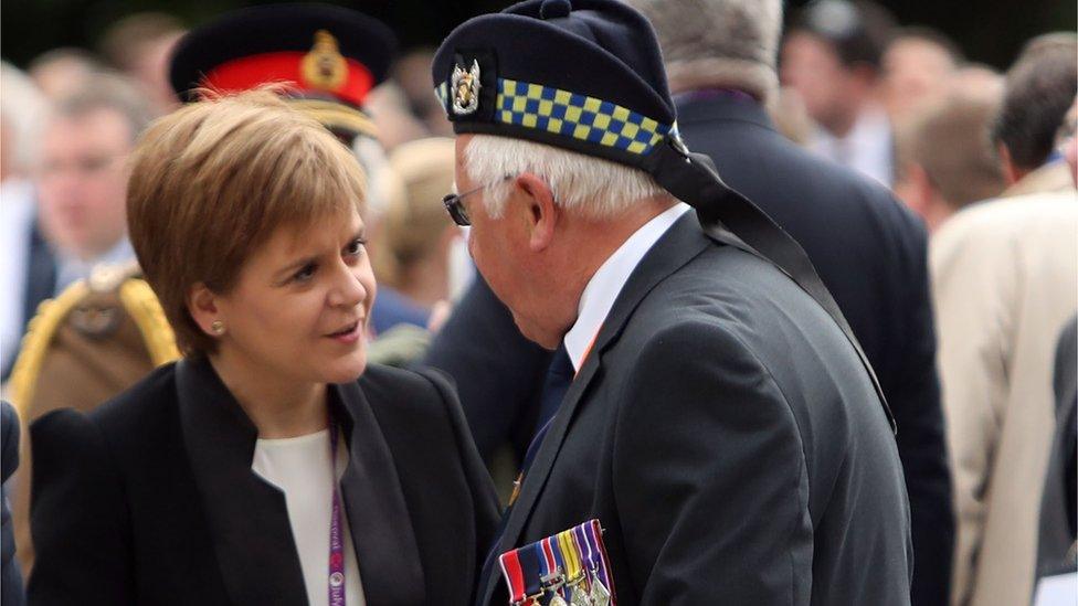 Nicola Sturgeon met veterans at a service of remembrance at Thiepval