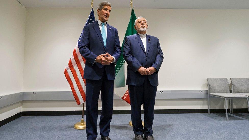 John Kerry, left, meets with Iranian Foreign Minister Mohammad Javad Zari