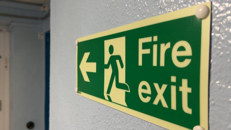 A fire exit sign