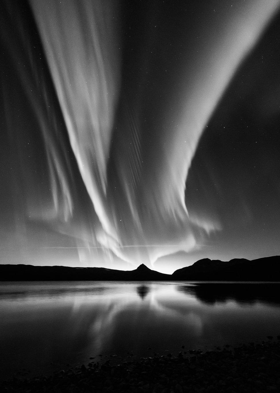 Black and White Aurora by Kolbein Svensson